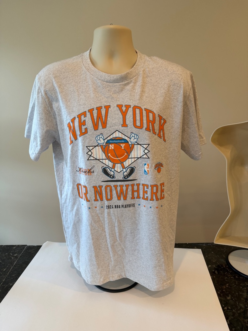 New York Knicks 'New York or Nowhere' Gray Short Sleeve 2024 playoff Tee